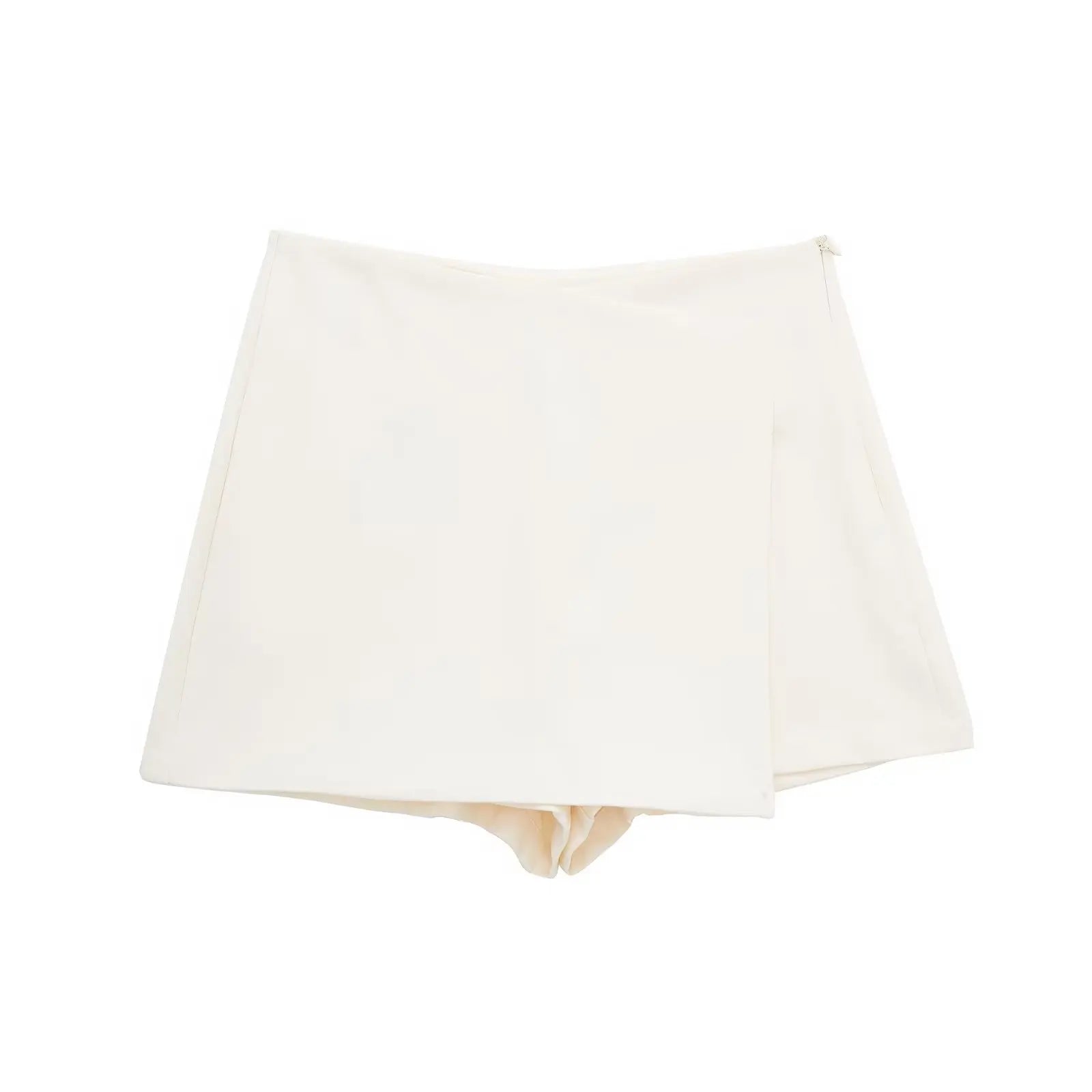 Willshela Women Fashion Solid Asymmetrical Side Zipper Skirts Shorts Vintage High Waist Female Chic Lady Shorts Zen fit plus