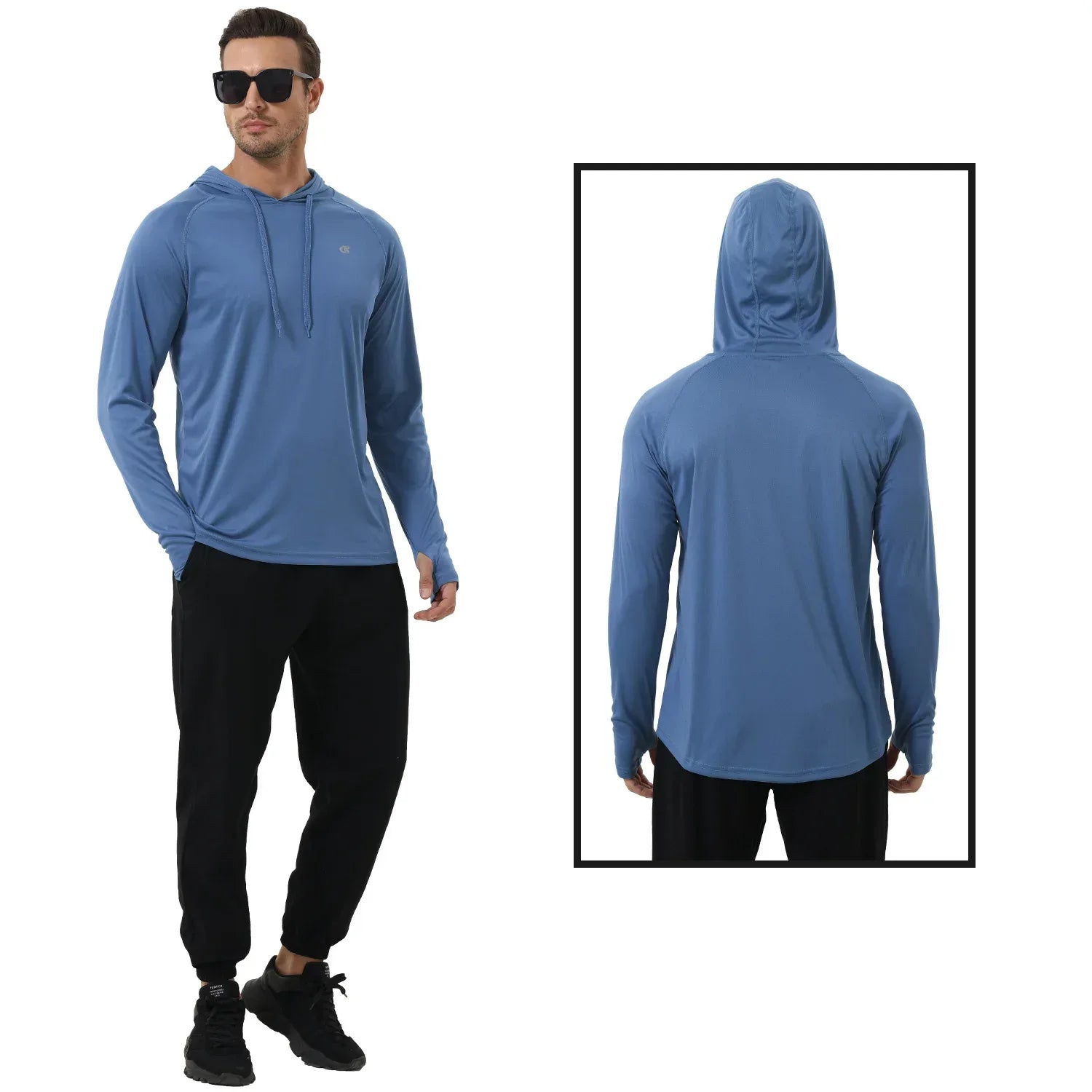 Summer Men's Long Sleeve UPF 50+ Hoodie Shirts, Rash Guard Quick Dry Lightweight T-shirt for Outdoor Jogger Sport Pullover - Zen Fit Plus