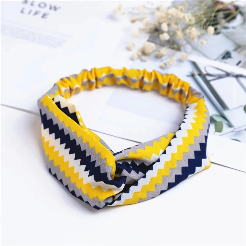 Fashion Women Girls Summer Bohemian Hair Bands Print Headbands Vintage Cross Turban Bandage Bandanas HairBands Hair Accessories Zen Fit Plus