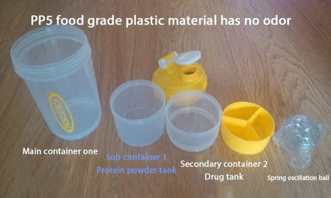 3 Layers Shaker Protein Bottle Powder Shake Cup Large Capacity Water Bottle Plastic Mixing Cup Body-Building Exercise Bottle - Zen Fit Plus