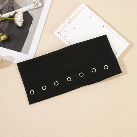 AWAYTR Punk Girl Fabric Hollow Elastic Headbands Metal Rock Personalized Hollow Eyelets Hair Band Casual Sports Grommet Headband Zen Fit Plus