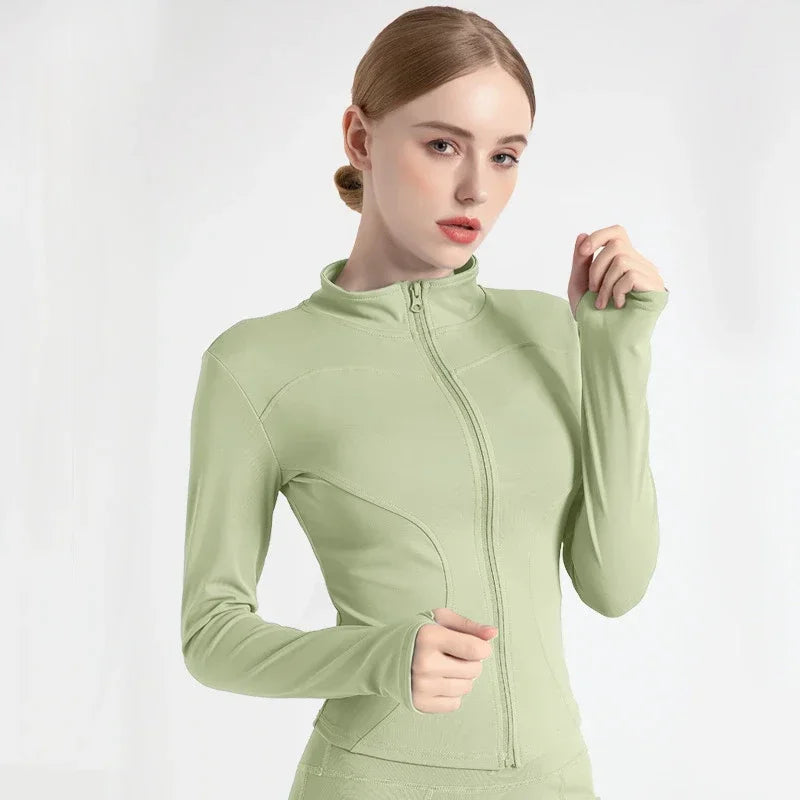 Women's Tracksuit Jacket Slim Fit Long Sleeved Fitness Coat Yoga Tops with Thumb Holes Gym Jacket Workout Sweatshirts 2024 S-3XL Zen fit plus