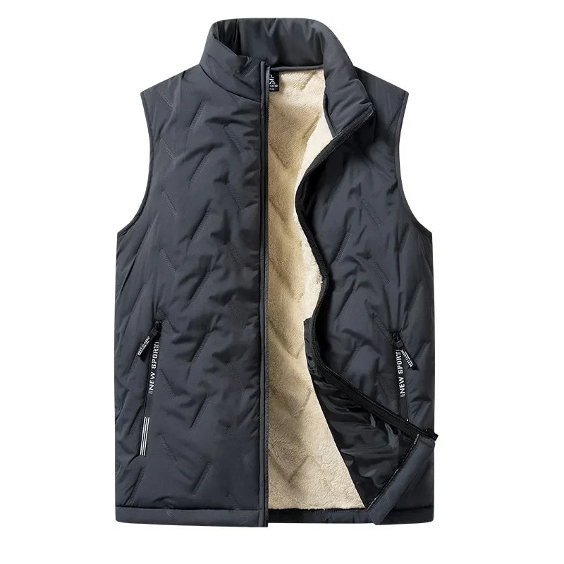 Autumn and winter fashion men's cotton vest jacket casual multifunctional plus size warm standing collar sleeveless men's top - Zen Fit Plus