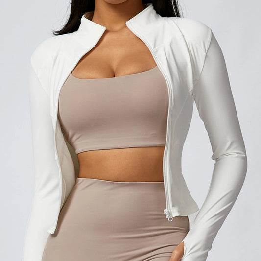 New Yoga Coat Women Short Sports Workout Jacket Solid Color Quick Dry Lightweight Zip Up Fitness Athletic Slim Fit Tops Zen fit plus