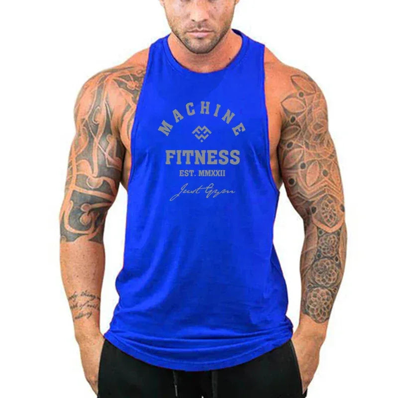 MACHINE FITNESS JUST GYM Bodybuilding Tank Top Mens Workout Vest Cotton Sleeveless shirt Jogger clothing Muscle Stringer Singlet - Zen Fit Plus