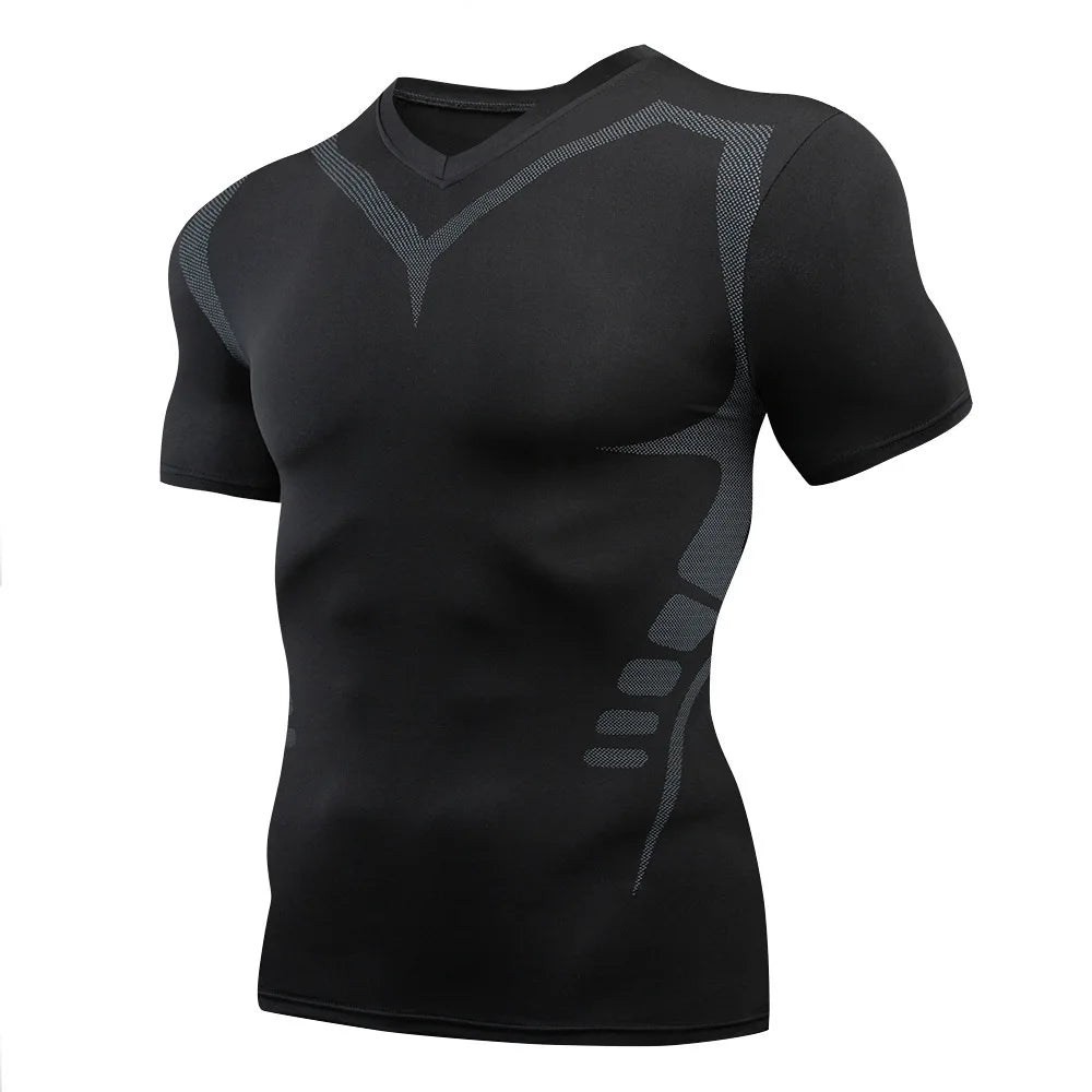 Men's Running Compression Shirts Short Sleeve Sport Gym Tees Fitness Quick Dry Sweatshirt Jogging Tracksuit Athletic Shirt Tops Zen fit plus