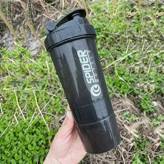 3 Layer Shaker Bottle Protein Mixing Shake Cup Sports Fitness Water Cup 550ml Scaled Plastic Water Bottles with Medicine Box Zen fit plus