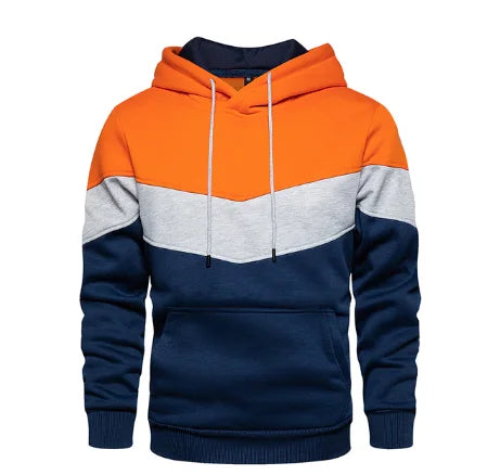Men's Patchwork Hoodie Outdoor Casual Sportswear Street Fashion Men's Fleece Thermal Hooded Sweatshirt Fall Winter Black Zen fit plus