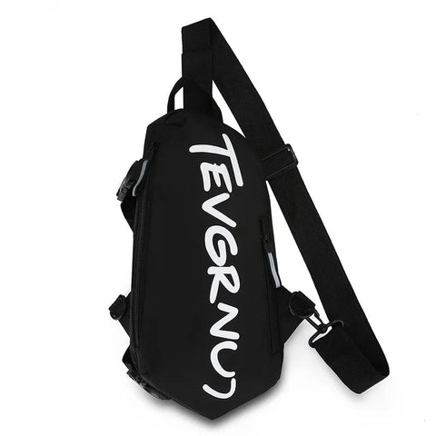 Men's Black Chest Bag Waterproof Nylon Letter Print Women White Crossbody Shoulder Bag Sports Couple Hiking Small Backpack Packs Zen fit plus