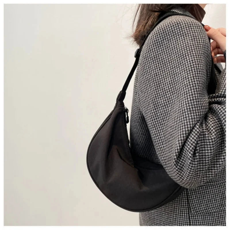 Women Shoulder Bags Solid Color Nylon Dumpling Messenger Bag 2023 New Trendy Lightweight Large Capacity Underarm Bag Zen fit plus