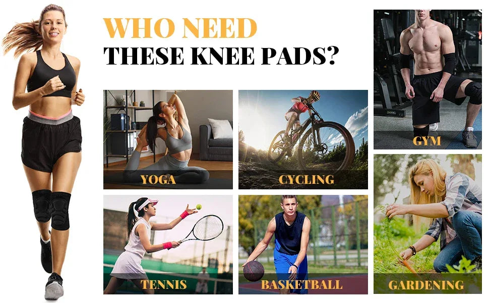 1Pair Knee Elbow Pads,Thick Sponge Collisioned Kneepads for Sports,Protective Knee Support Sleeve for Basketball Running Cycling - Zen Fit Plus