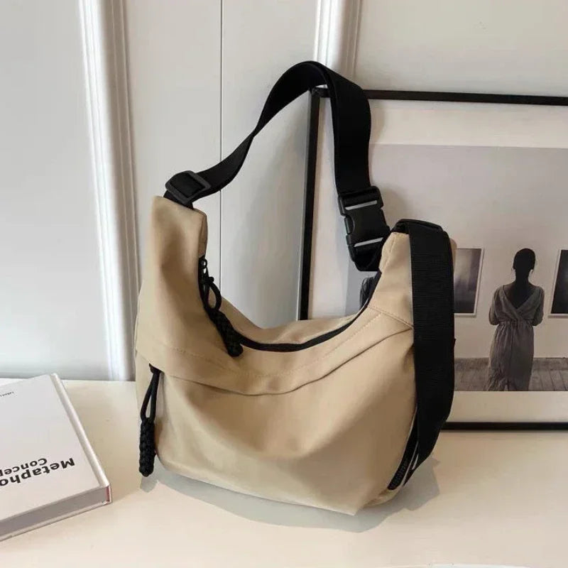 2024 Fashion High Capacity Solid Color Single Shoulder Totes Bag Nylon Hobos Crossbody Bags Solid Casual Zipper Women's Bags Zen fit plus