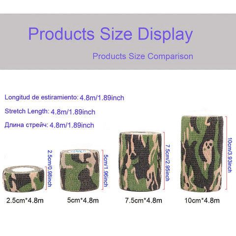 4.8m Camouflage Elastic Bandage Wrap Tape Hunt Disguise Self Adhesive Sports Protector Knee Finger Ankle Athletic Bands Zen fit plus