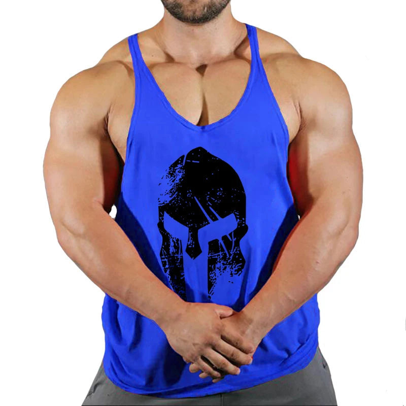 Men's solid color fitness trend print pattern loose thin belt vest breathable and comfortable sleeveless basketball vest Zen fit plus
