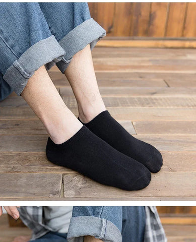 Socks Men Short No Show Low Cut Ankle Cotton Thin Black White Multipack Non-slip Silicone Summer Breathable Invisible 5pair /Lot - Zen Fit Plus