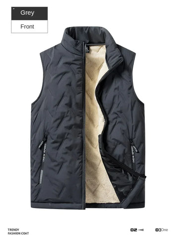Autumn and winter fashion men's cotton vest jacket casual multifunctional plus size warm standing collar sleeveless men's top - Zen Fit Plus