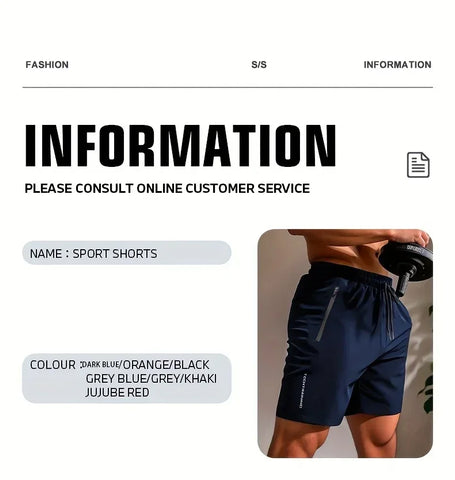 UETEEY Summer Shorts Men Gym Sport Running Squat Fitness Workout Man Short Pants Breathable Quick-drying Drawstring Mens Shorts - Zen Fit Plus