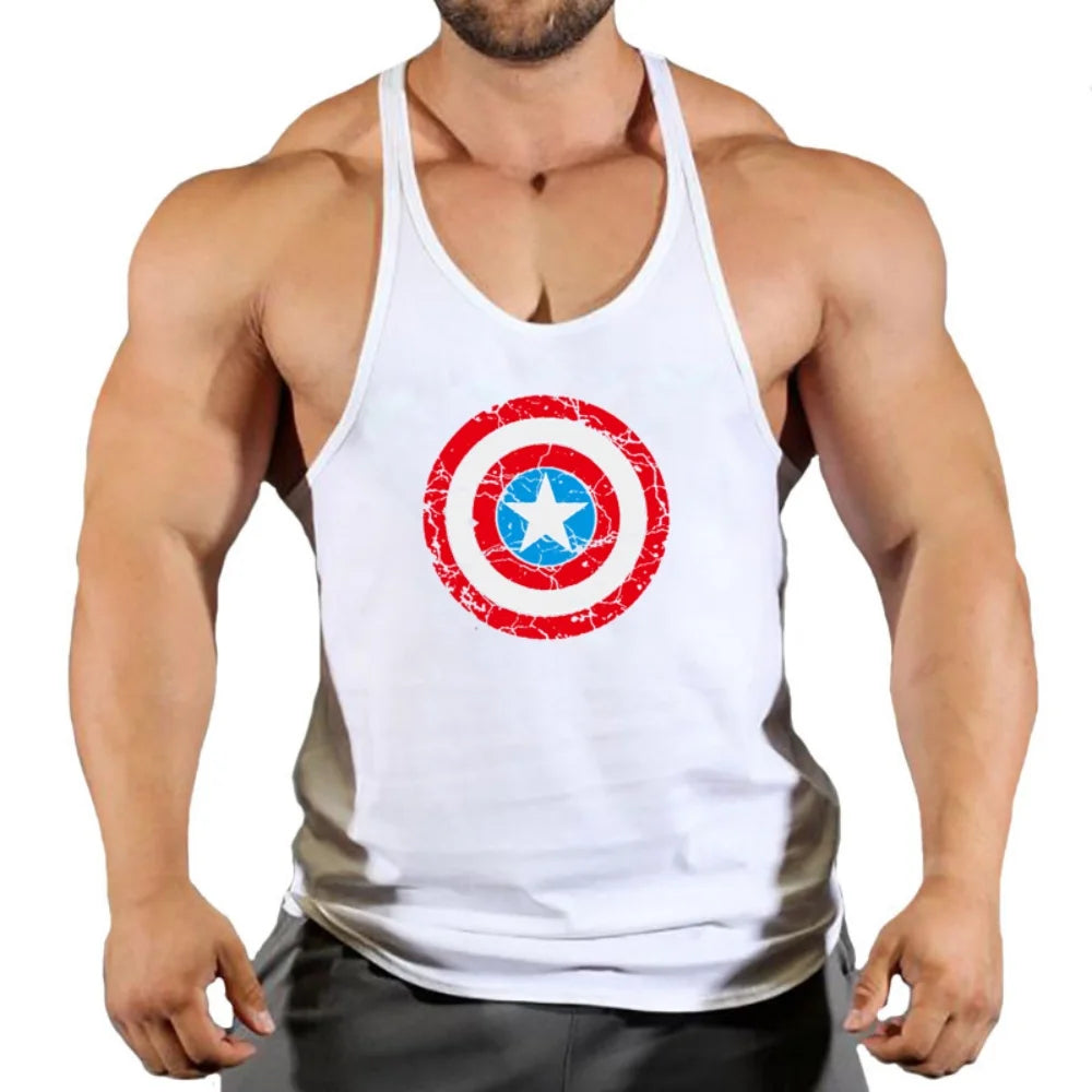 Summer fashion trend fitness vest men's fitness gym clothing fitness printing cool shirt running casual comfortable vest Zen fit plus