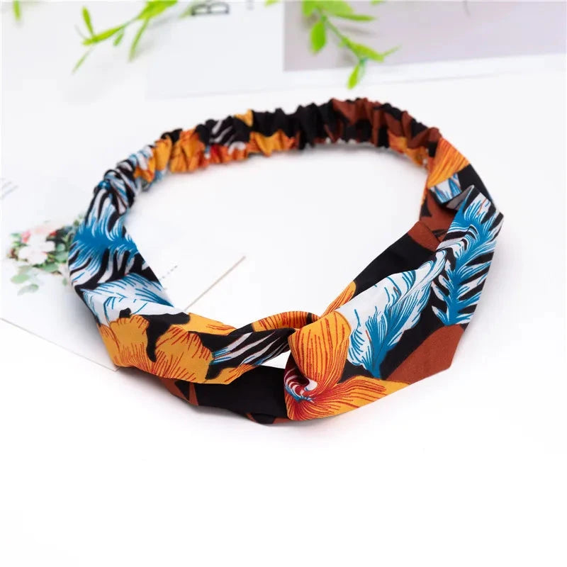 Fashion Women Girls Summer Bohemian Hair Bands Print Headbands Vintage Cross Turban Bandage Bandanas HairBands Hair Accessories Zen Fit Plus