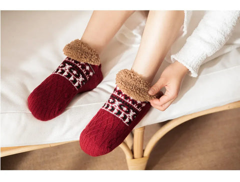 Super Warm Winter Non-slip Floor Socks Women Men Snow Socks Sleep Carpet Socks Slippers Socks Women Velvet Boot Unsiex Home Wear - Zen Fit Plus