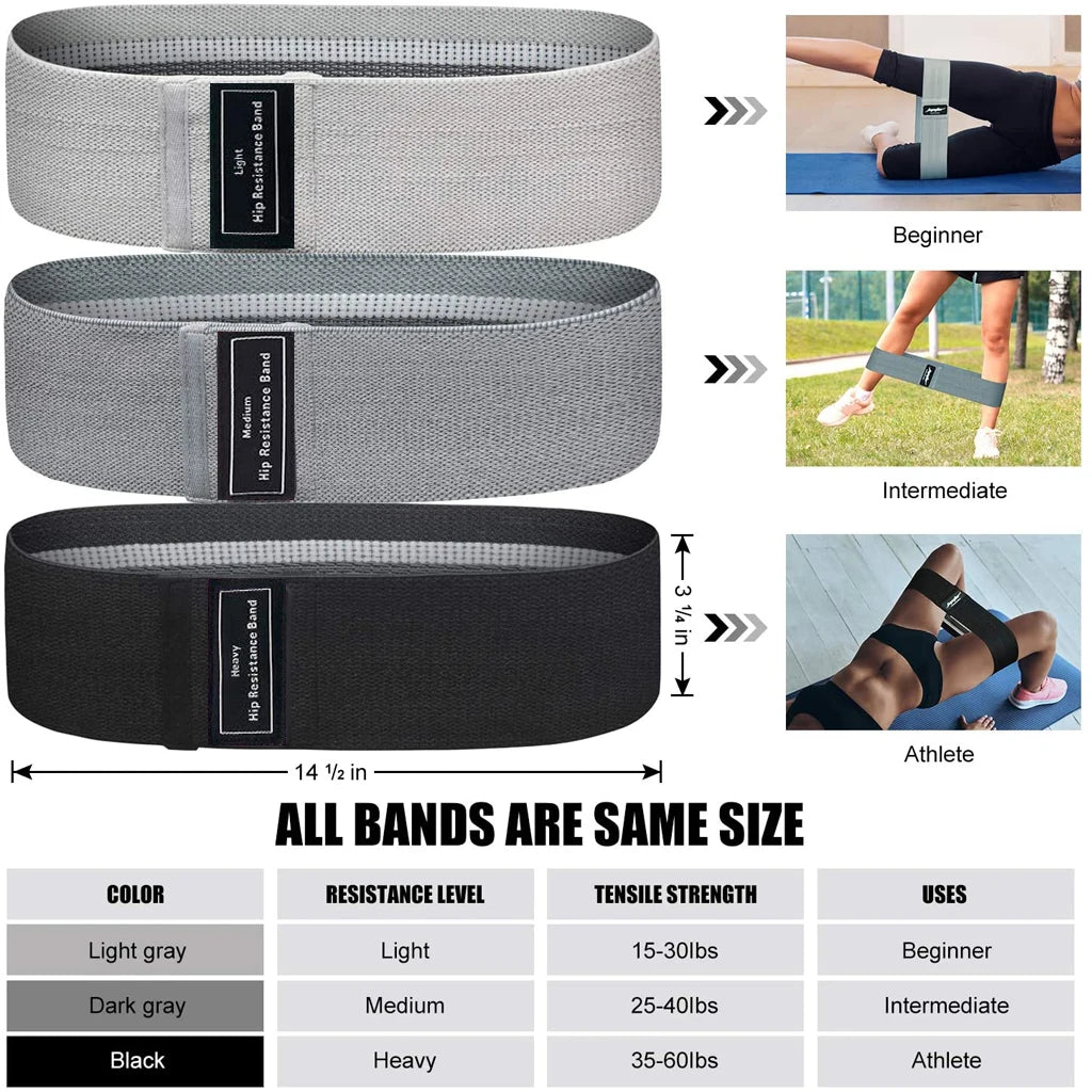 WOSWEIR 1/2/3PCS Elastic Rubber Bands Set for Women Men Fitness Gym Home Resistance Booties Band Hip Circle Expander Workout Zen fit plus