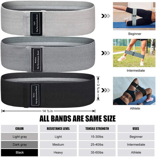 WOSWEIR 1/2/3PCS Elastic Rubber Bands Set for Women Men Fitness Gym Home Resistance Booties Band Hip Circle Expander Workout Zen fit plus