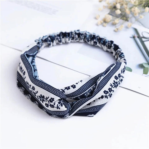 Fashion Women Girls Summer Bohemian Hair Bands Print Headbands Vintage Cross Turban Bandage Bandanas HairBands Hair Accessories Zen Fit Plus
