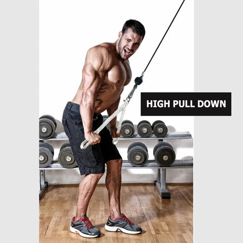 Tricep Rope Press Down Cable Machine Accessories LAT Pulldown Attachment for Home Gym Pull Down Rope Cord for Triceps Extensions Zen fit plus