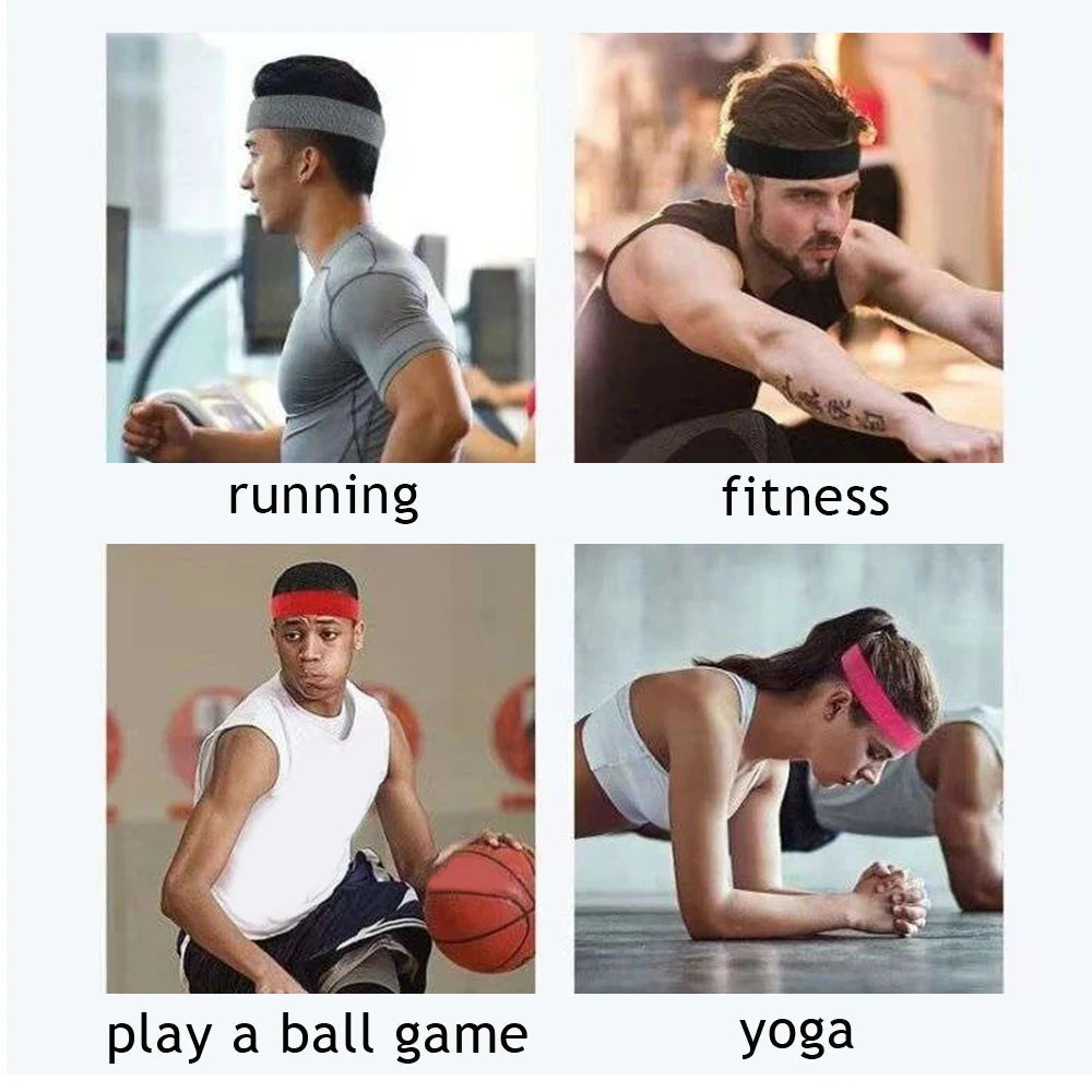 Men Sport Elastic Headbands Thick Non-Slip Sweatband Sports Gym Headband Women Men Breathable Basketball Fitness Yoga Hair Band Zen Fit Plus