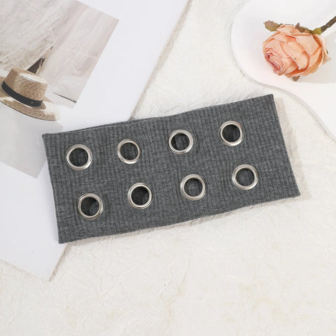 AWAYTR Punk Girl Fabric Hollow Elastic Headbands Metal Rock Personalized Hollow Eyelets Hair Band Casual Sports Grommet Headband Zen Fit Plus