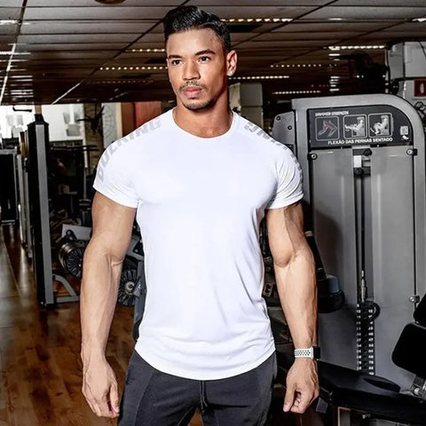 2024 Men Running Sports T-shirt Training Quick Dry Tight Short Sleeves Shirt Bodybuilding compress Fitness Tee Tops men Clothing - Zen Fit Plus