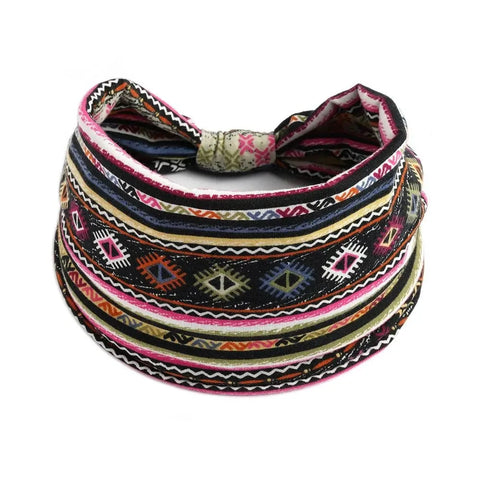 Bohemia Print Wide Headbands New Vintage Elastic Knot Turban Headwrap for Women Girls Soft Print Yoga Bandana Hair Accessories Zen Fit Plus