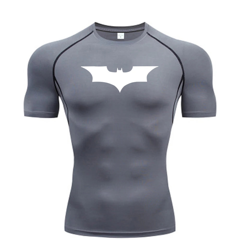 Bat Printed Men's Tight T-Shirt Running Compression Compression T Shirt Gym Fitness Jogging Short Sleeve Male Casual Shirt Tops Zen fit plus