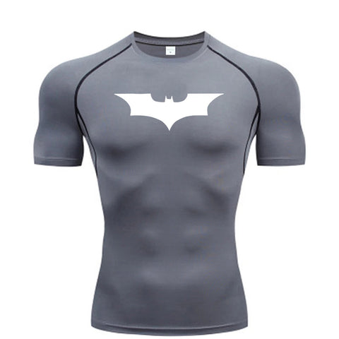 Bat Printed Men's Tight T-Shirt Running Compression Compression T Shirt Gym Fitness Jogging Short Sleeve Male Casual Shirt Tops Zen fit plus