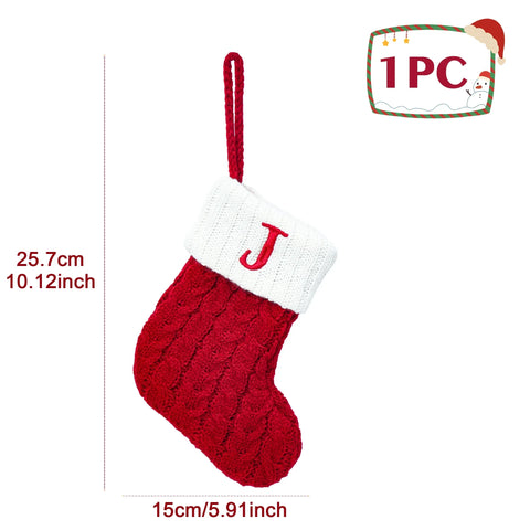 Christmas Socks Knitting Snowflake Letter Stocking Christmas Decoration 2025 For Home Xmas Tree Ornament Gift Navidad Natal 2026 - Zen Fit Plus