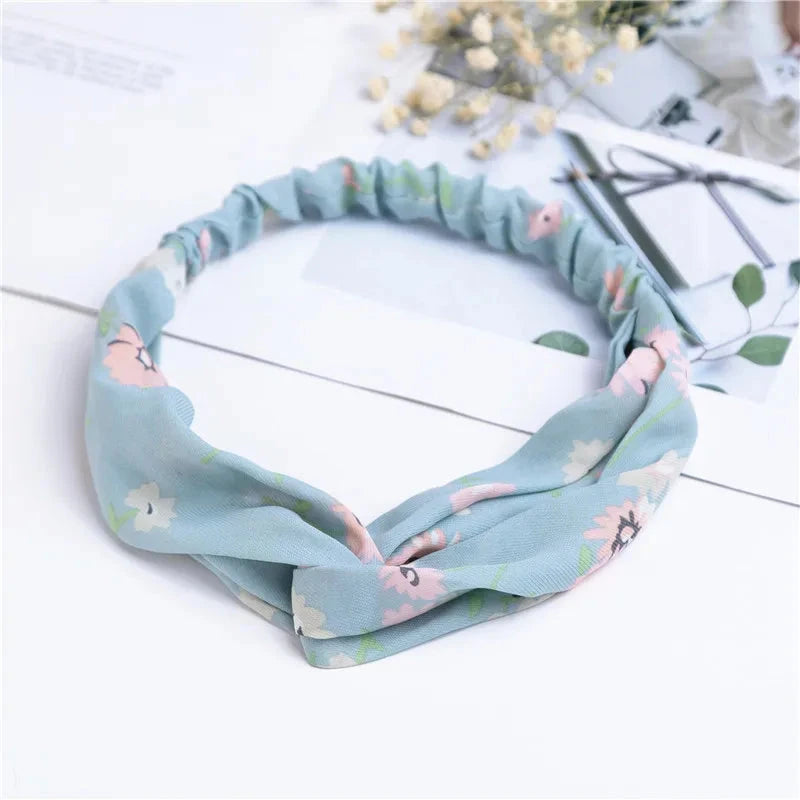 Fashion Women Girls Summer Bohemian Hair Bands Print Headbands Vintage Cross Turban Bandage Bandanas HairBands Hair Accessories Zen Fit Plus
