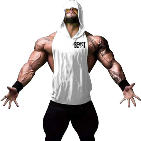 Men's Sports Running Vest Summer Top Weight Training Bodybuilding Vest Gym Workout Fitness Hoodie Men's Hooded Vest Zen fit plus