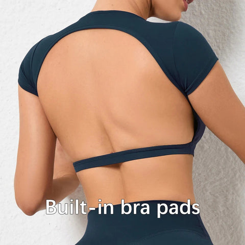 Hearuisavy Sports Shirts Breathable Workout Tops Fitness Sportswear Female Backless Yoga Clothing Sport Crop Tops Women Gym Top Zen fit plus