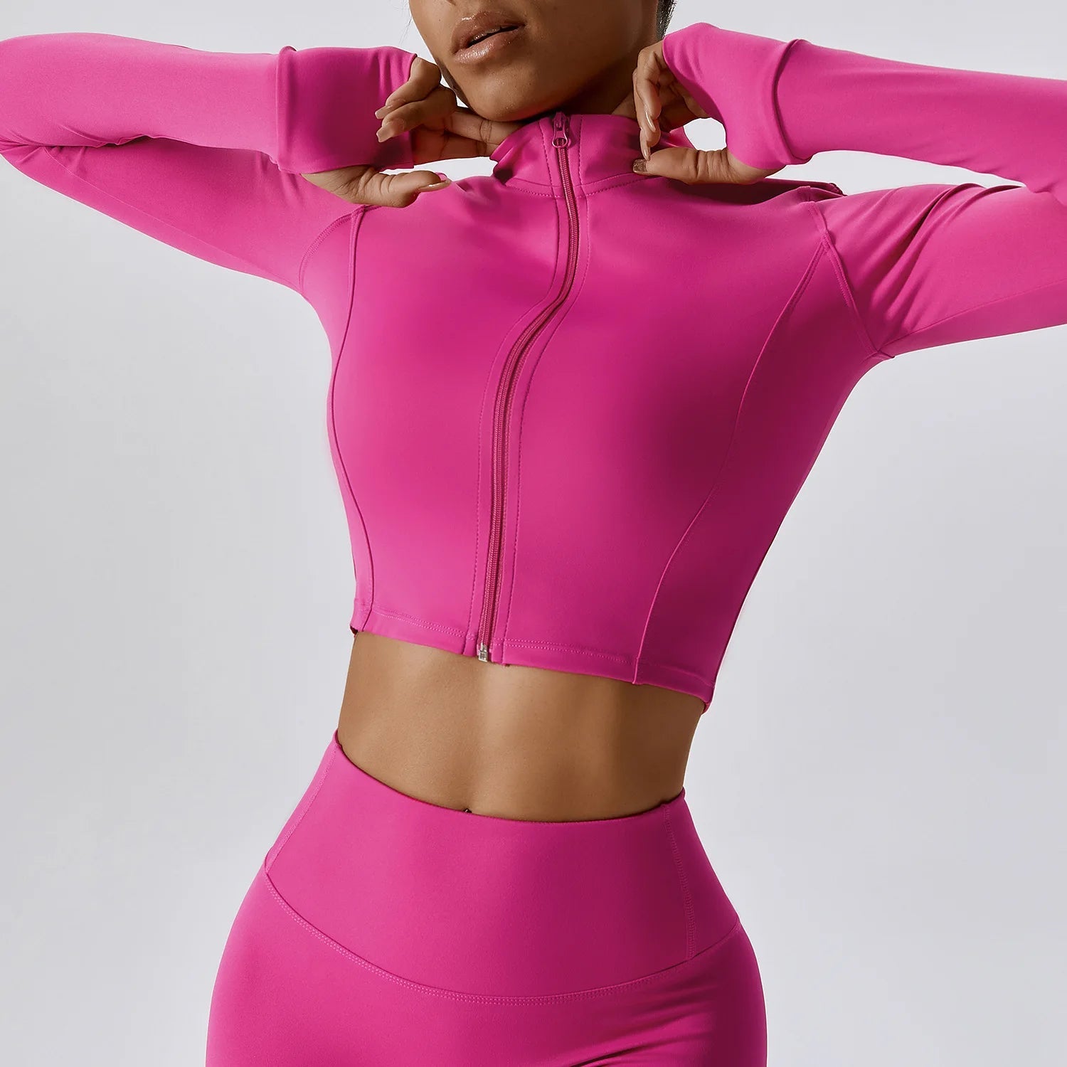 Hearuisavy Autumn Elasticity Yoga Jacket Outdoor Running Sports Jacket Female Gym Zipper Tight Fitting Jacket Women Sportswear Zen fit plus