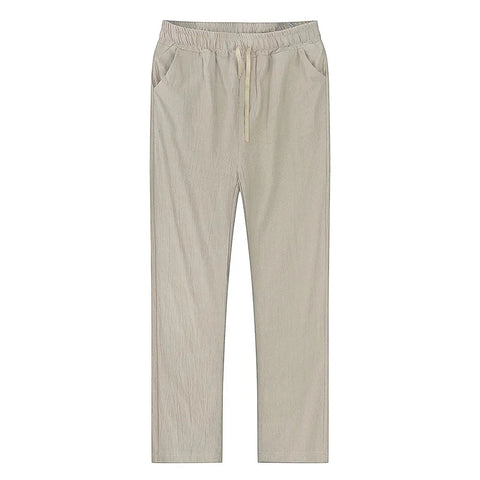 Men's Cotton Linen Pants Male Autumn New Breathable Solid Color Linen Trousers Fitness Streetwear S-3XL Zen fit plus