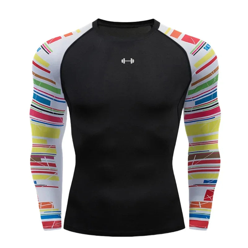 Gym Compression Dry Fit Men's Long Sleeves Fitness T-shirt Spring And Autumn Outdoor Sports Running Tees Sportswear Tops T-shirt - Zen Fit Plus