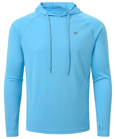Summer Men's Long Sleeve UPF 50+ Hoodie Shirts, Rash Guard Quick Dry Lightweight T-shirt for Outdoor Jogger Sport Pullover Zen fit plus