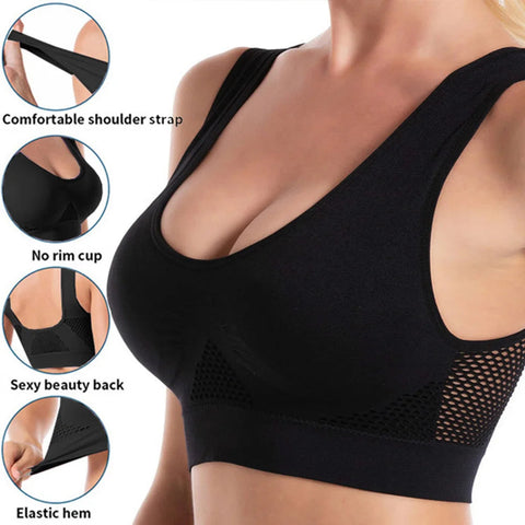 Seamless Mesh Women Sports Bras Fitness Gym Running Underwear Shockproof Bra Wireless 6XL Plus Size Crop Top Breathable Yoga Bra Zen fit plus