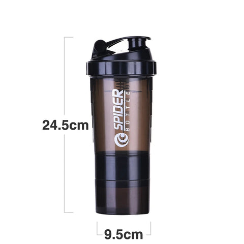 500ml Portable Protein Powder Shaker Bottle High Capacity Drinking Container with Powder Case Plastic Blender Sports Water Cup Zen fit plus