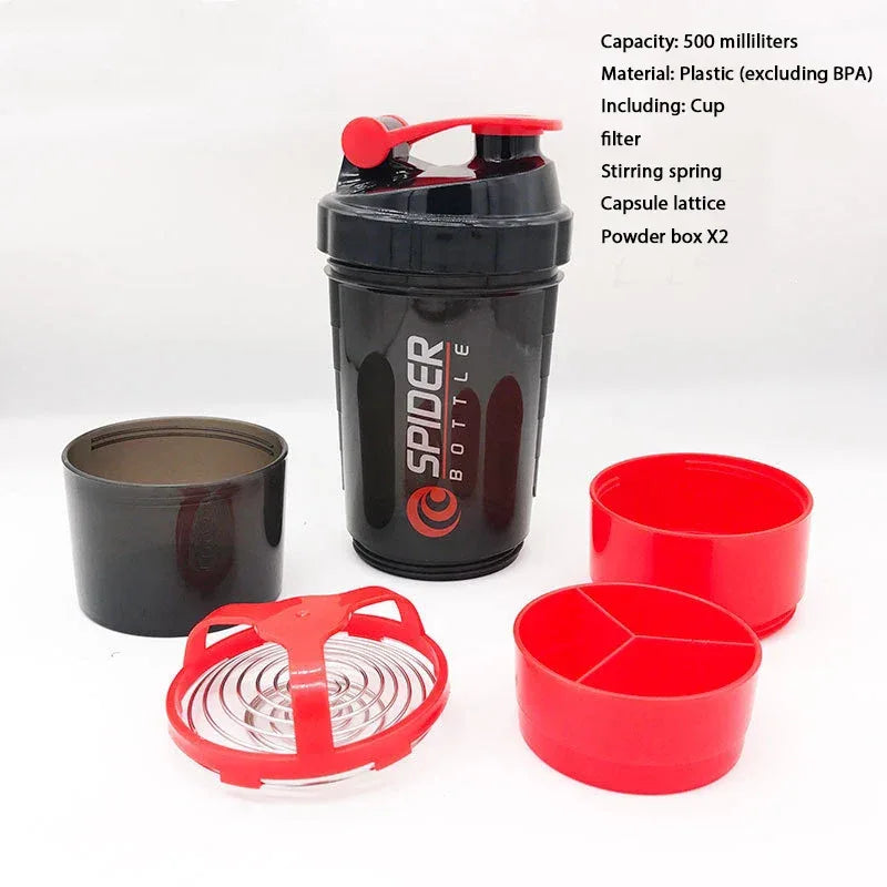 3 Layers Shaker Protein Bottle Powder Shake Cup Large Capacity Water Bottle Plastic Mixing Cup Body-Building Exercise Bottle - Zen Fit Plus