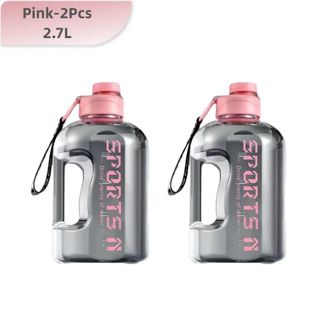 1.7/2.7L Large Capacity Sports Water Bottle Plastic Drinking Bottles with Time Scale Outdoor Camping Hiking Gym Men Water Kettle - Zen Fit Plus