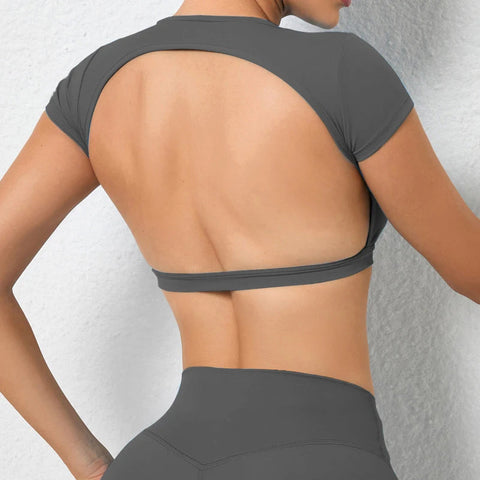 Hearuisavy Sports Shirts Breathable Workout Tops Fitness Sportswear Female Backless Yoga Clothing Sport Crop Tops Women Gym Top Zen fit plus