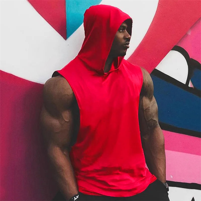Bodybuilding Stringer Hoodies Gym Sleeveless Hooded Fitness Tank Tops Mens Running Sport Clothing Cotton Breathable Cool Shirt Zen fit plus