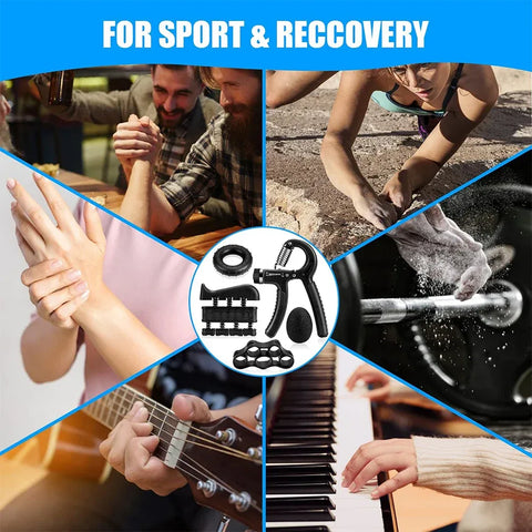 5-60Kg Adjustable Grip Strength Trainer with Finger Exerciser Hand Grip Strengthener for Muscle Building and Injury Recover - Zen Fit Plus