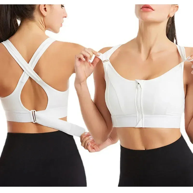 Sports Bras For Women Front Zipper Adjustable Strap Shockproof Elastic Fitness Athletic Brassiere Slim Yoga Crop Top - Zen Fit Plus
